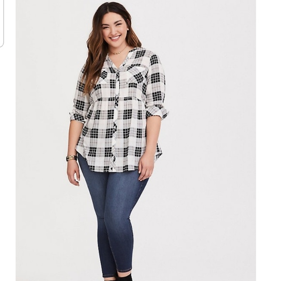 Torrid Tops - Torrid Plaid Babydoll Tunic